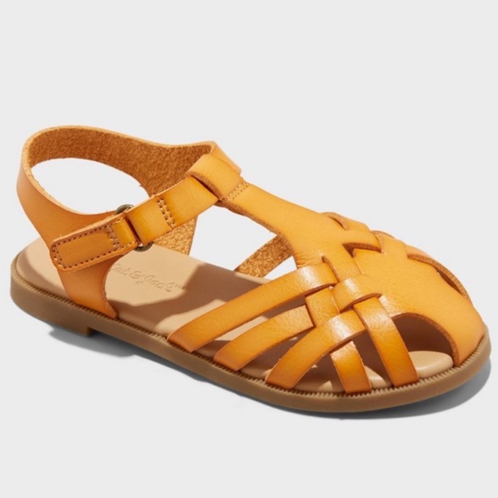 Toddler Girls Cat & Jack Ella Ankle Strap Cognac Fisherman Sandal NWOT